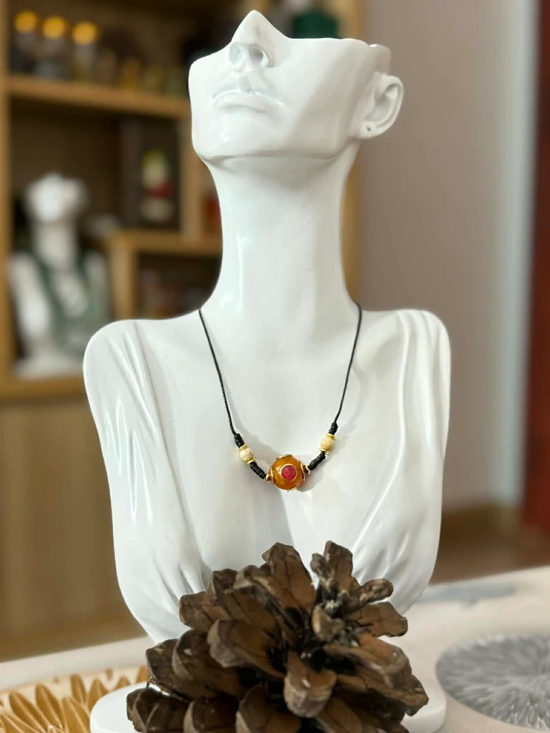 Pure Chalcedony & Nepal Pure Copper Necklace