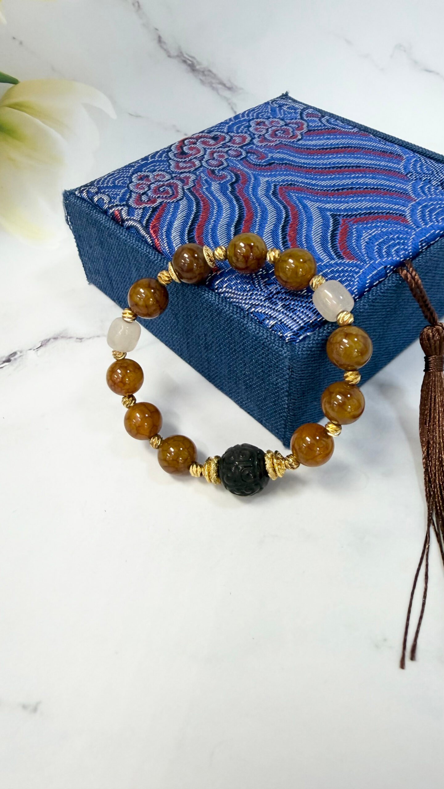 Tibetan Chalcedony Mix Auspicious Blessing Charm