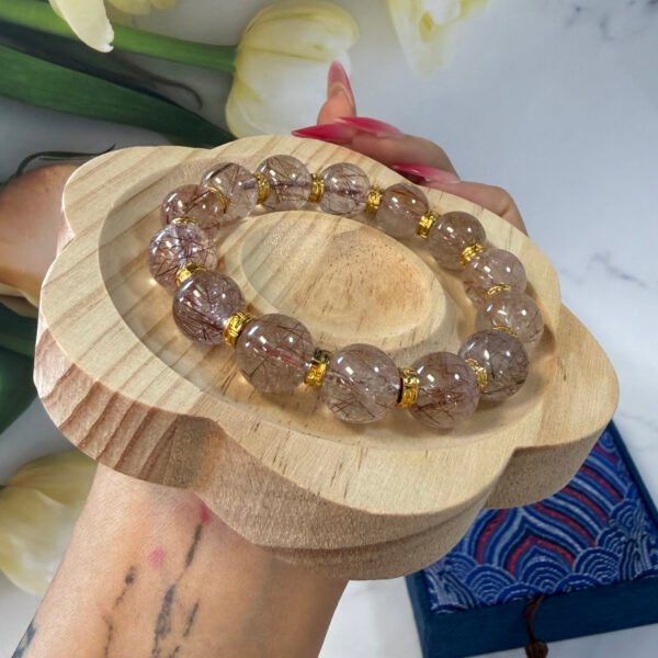 Certified Unisex Untreated Sagenitic Quartz Bracelet