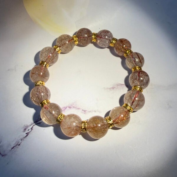Alternative view of Certified Unisex Untreated Sagenitic Quartz Bracelet