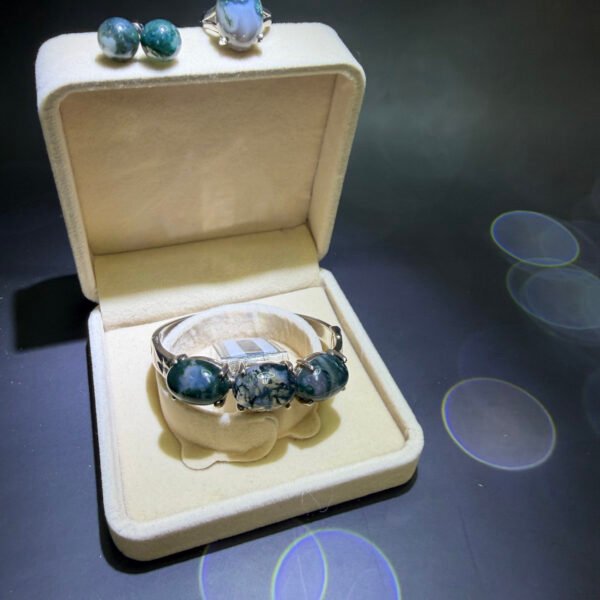Alternative view of Certified Natural Moss Agate Bangle Set