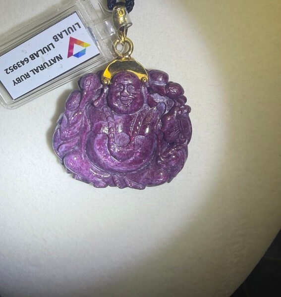 Alternative view of Natural Ruby Buddha Pendant