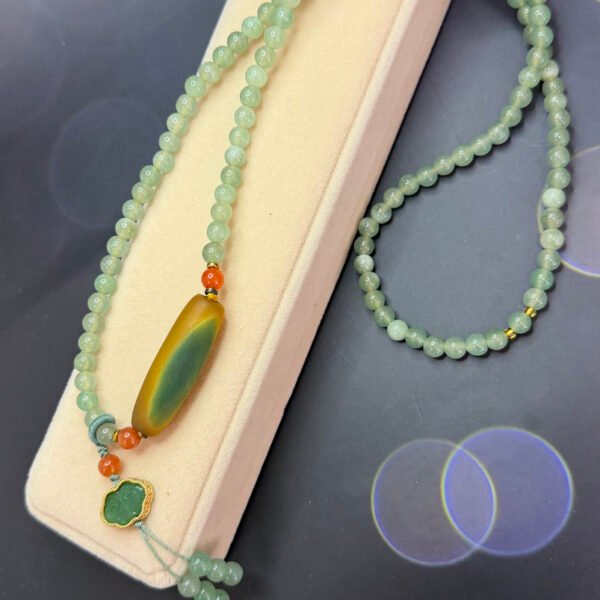 Alternative view of Green Zambala Dzi Necklace
