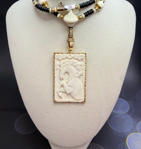 Pure 18k Ivory Horse Pendant