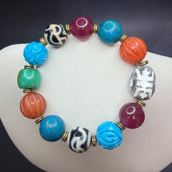 Seven treasure Vintage Dzi bracelet