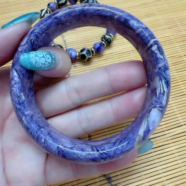 Dragon Eye Stone (Charoite) Bangle Set
