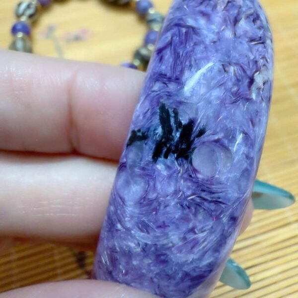 Alternative view of Dragon Eye Stone (Charoite) Bangle Set