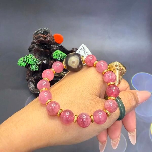 Three-Eye Vajrayana Dzi × Strawberry Quartz